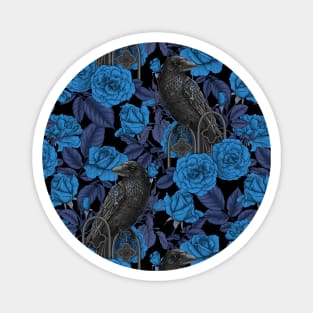 Ravens and blue roses Magnet